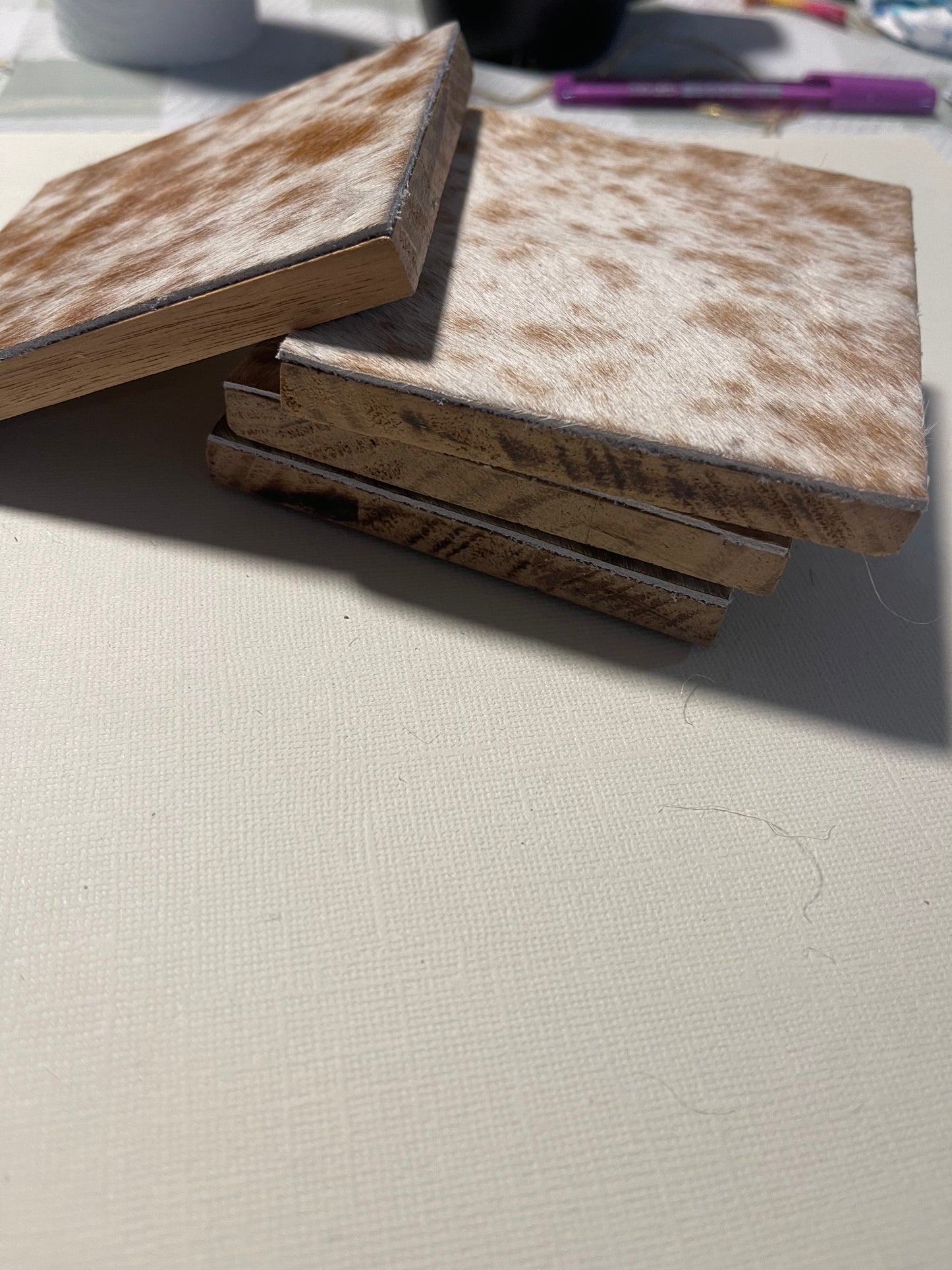 Square Cowhide Coasters